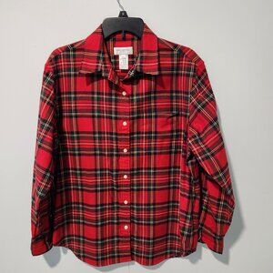 Jones New York Sport Women's Red Plaid Long Sleeve Button Down Shirt Top- Large